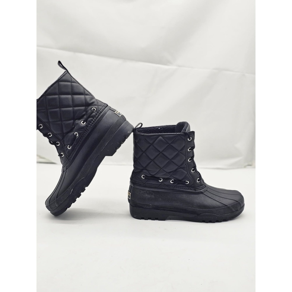 Sperry Duck Boots Women 8 Black  Quilted Saltwater STS83693 Rain Snow